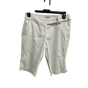 Fylo Womens White Cotton Stretch Knee-Length Bermuda Shorts Size 10 Coastal Chic
